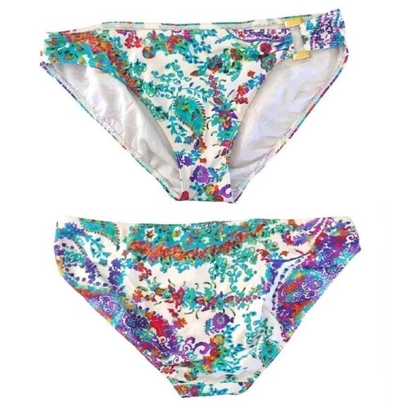 Ralph Lauren Colorful Cabana Paisley Ring Front Halter Bikini Set Size 12 - Picture 8 of 16